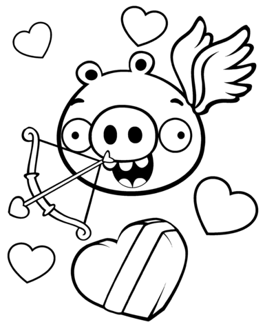 Minion Pig Valentine Theme Coloring Page